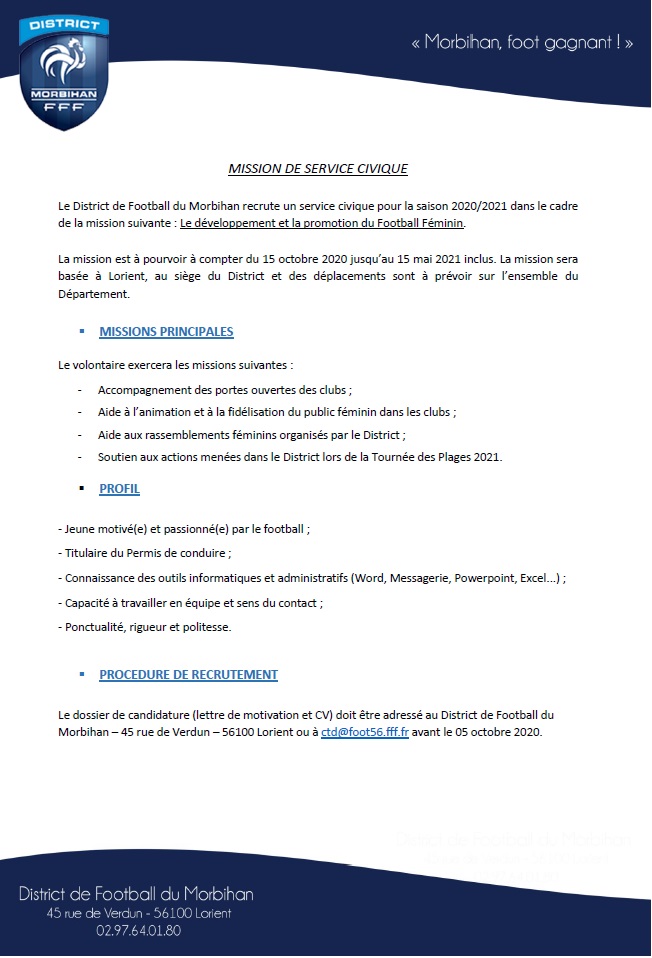 Lettre De Motivation Service Civique Foot